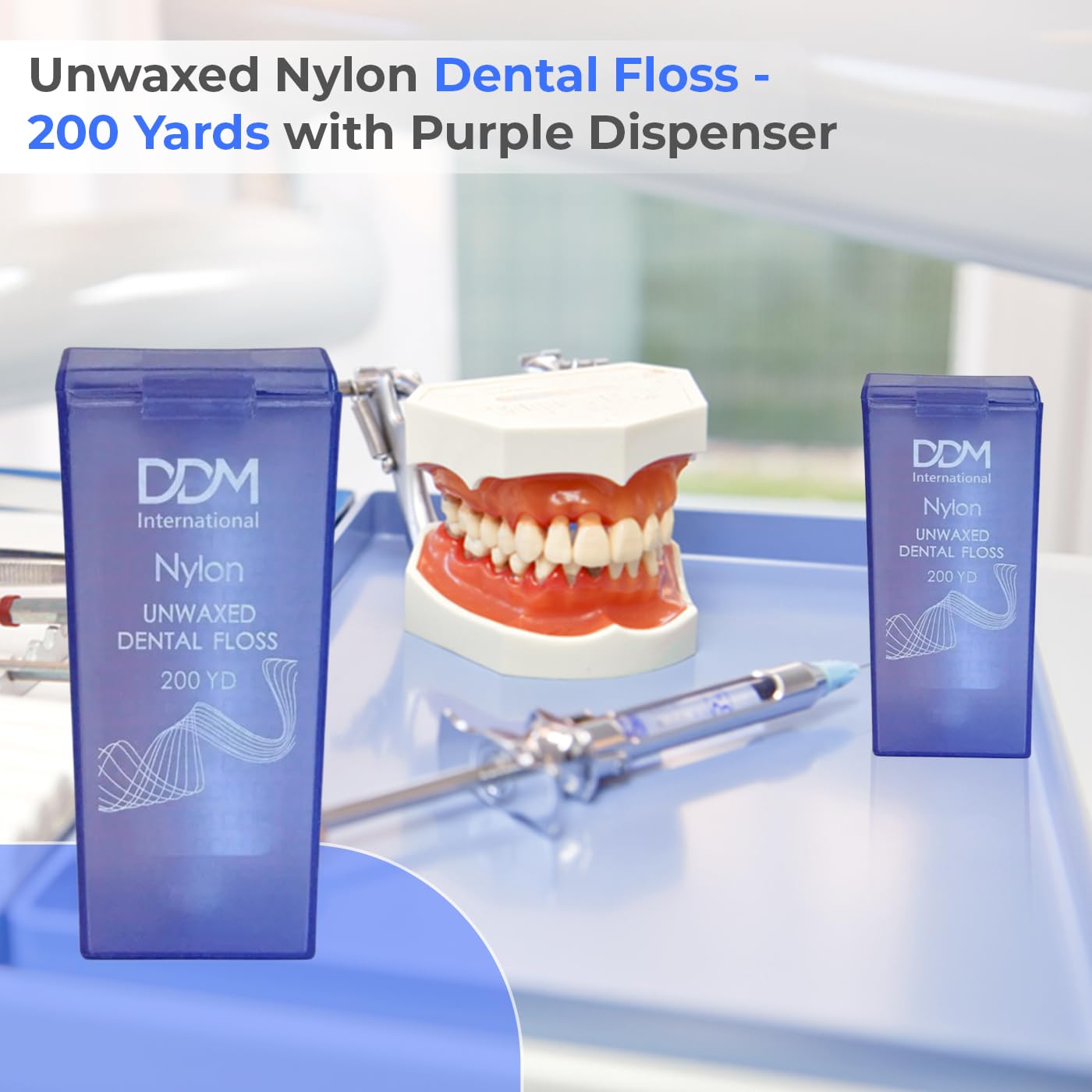 DDM International Nylon Unwaxed Dental Floss – 200 Yards, Dispenser Box | Teeth & Gum Protection for Adults