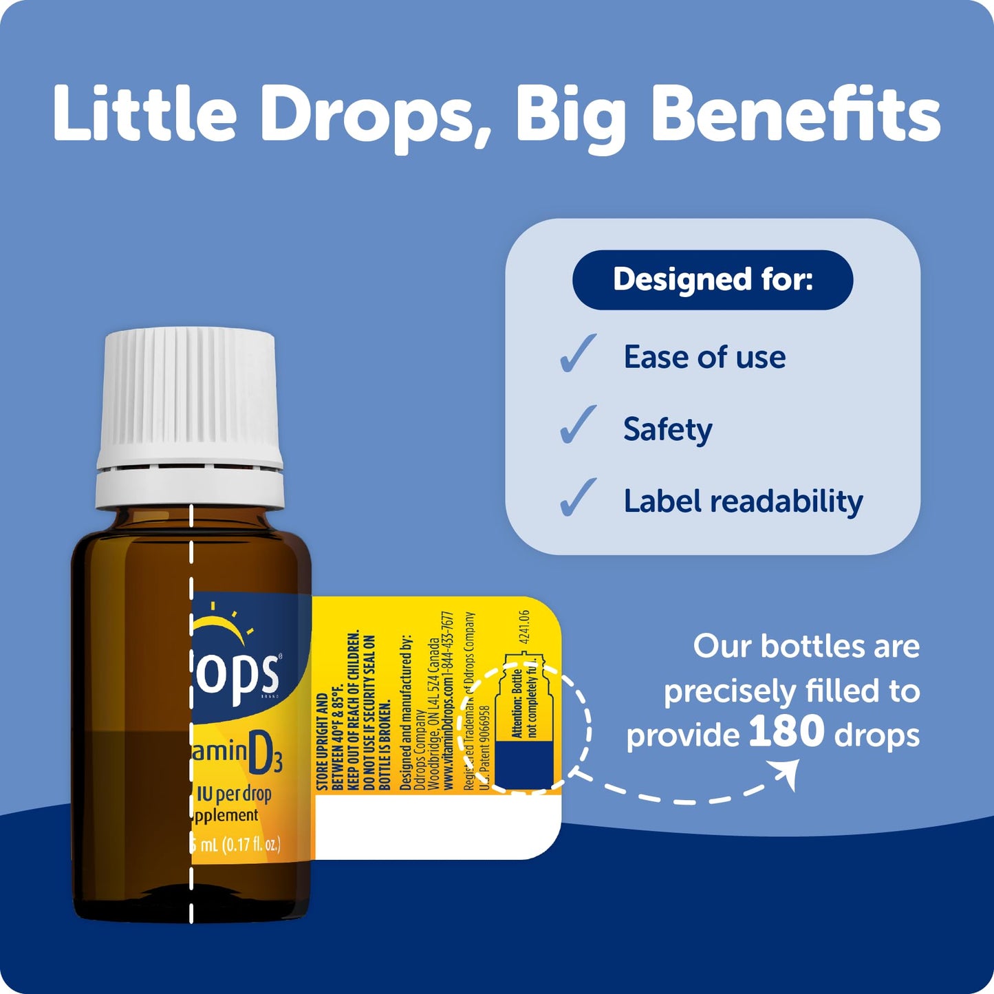Ddrops Adults 2000IU 180 Drops – Liquid Vitamin D3 Supplement