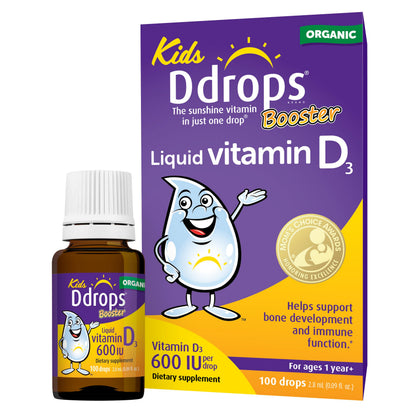 Ddrops Kids Booster 600IU | Daily Vitamin D for Kids – Strong Bones & Immunity