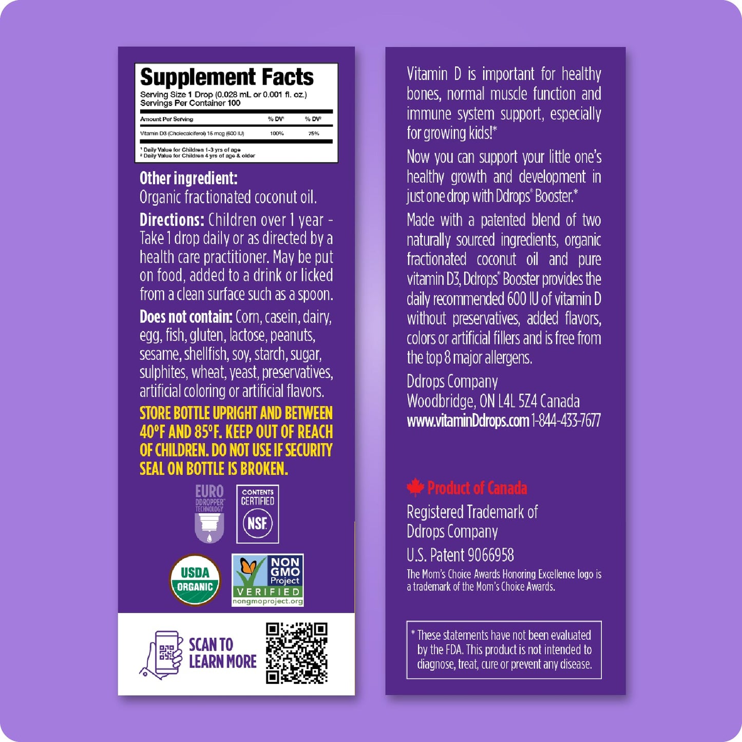 Ddrops Kids Booster 600IU | Daily Vitamin D for Kids – Strong Bones & Immunity