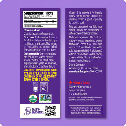 Ddrops Kids Booster 600IU | Daily Vitamin D for Kids – Strong Bones & Immunity