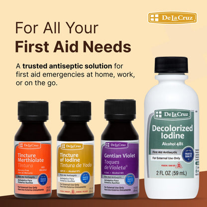 De La Cruz 2% Iodine First Aid Antiseptic – Made in USA – 1 FL OZ