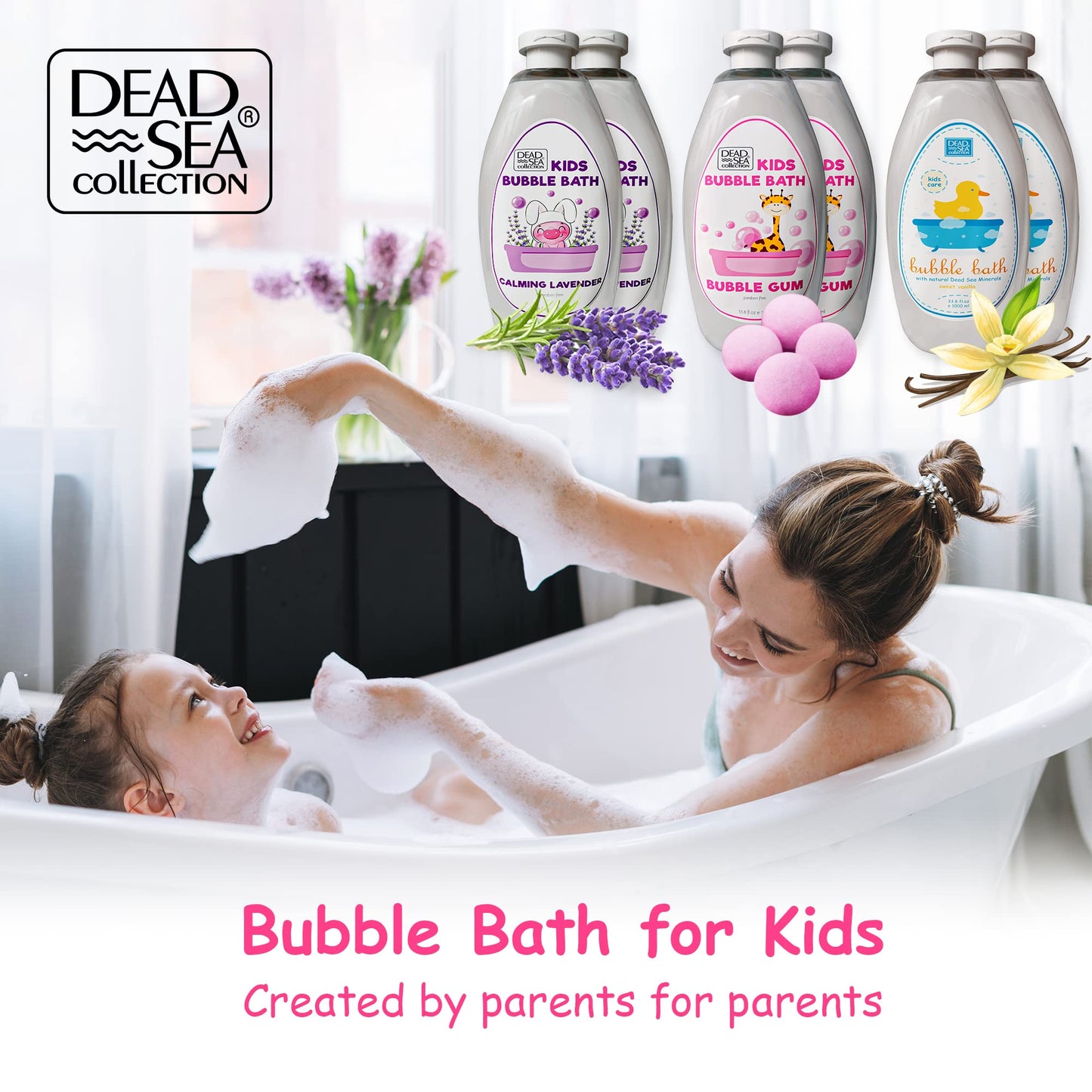 Dead Sea Collection Bubble Bath for Kids - Bubble Gum Scent, 2 x 33.8 fl oz