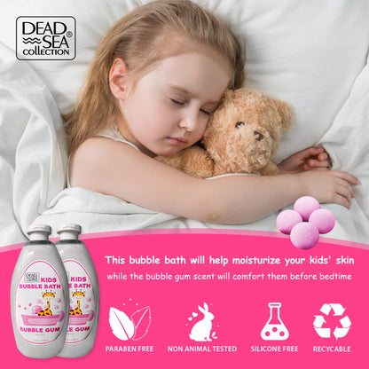 Dead Sea Collection Bubble Bath for Kids - Bubble Gum Scent, 2 x 33.8 fl oz