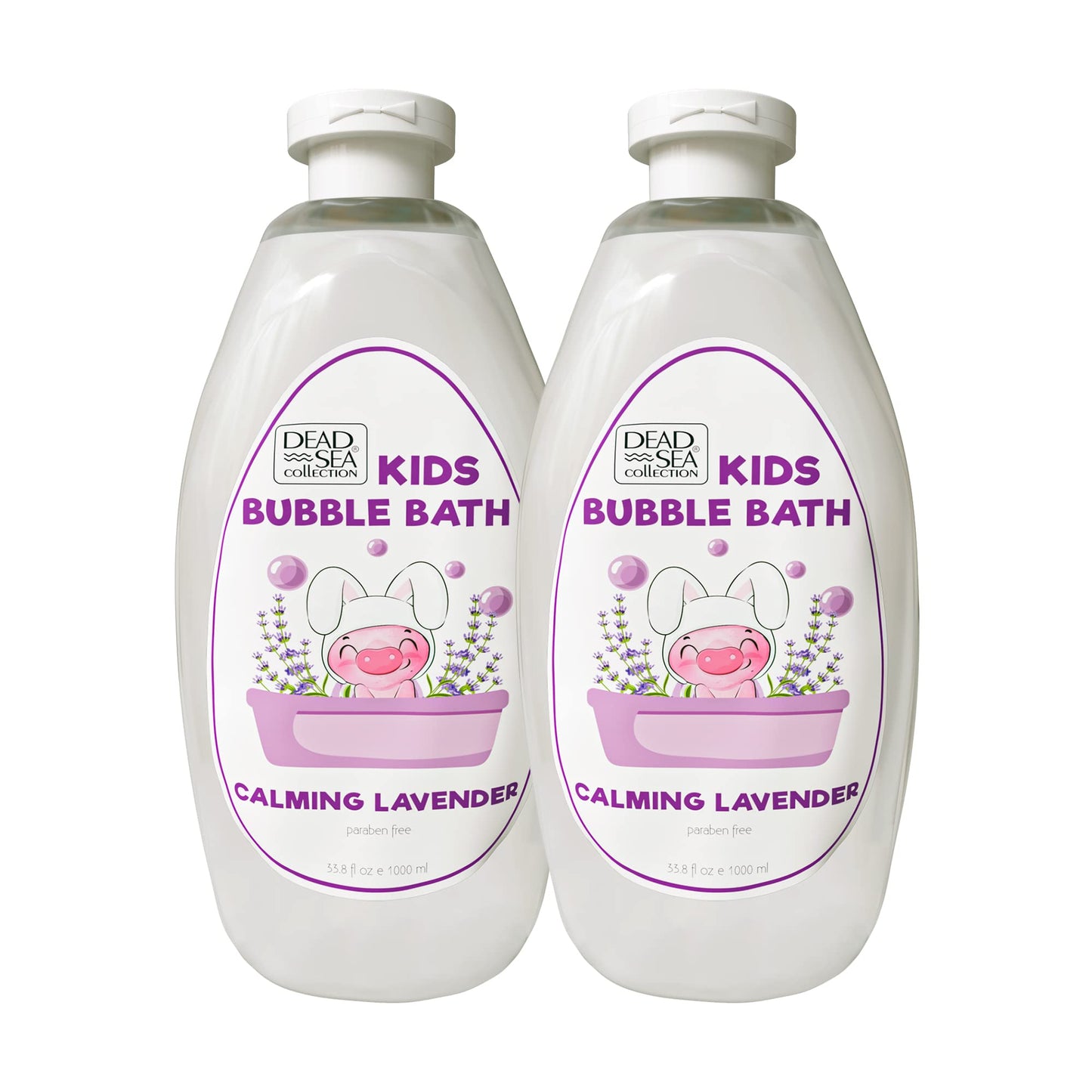 Dead Sea Collection Bubble Bath for Kids with Lavender – 2 x 33.8 fl oz (67.6 fl oz total)