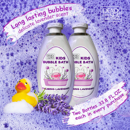 Dead Sea Collection Bubble Bath for Kids with Lavender – 2 x 33.8 fl oz (67.6 fl oz total)