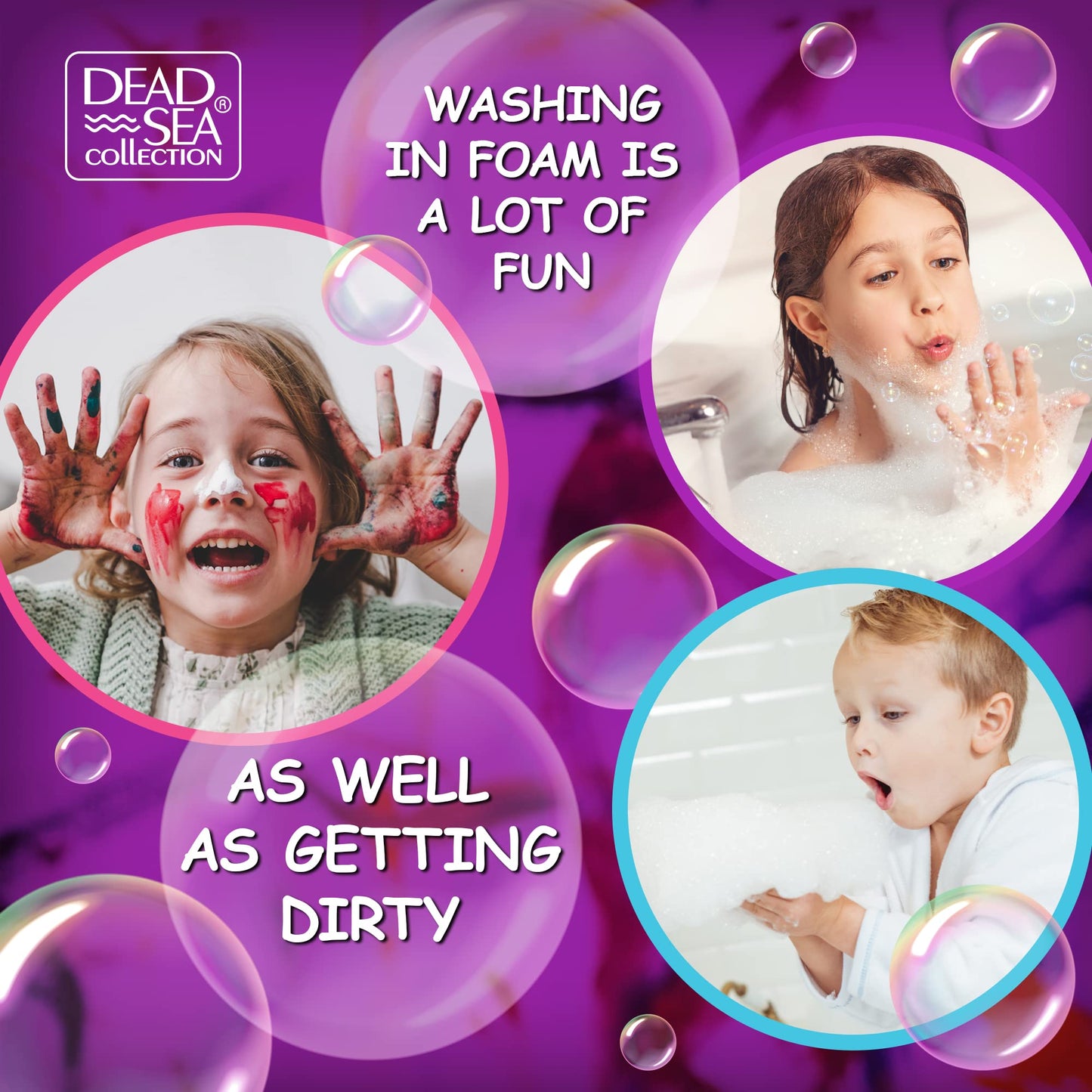 Dead Sea Collection Bubble Bath for Kids with Lavender – 2 x 33.8 fl oz (67.6 fl oz total)