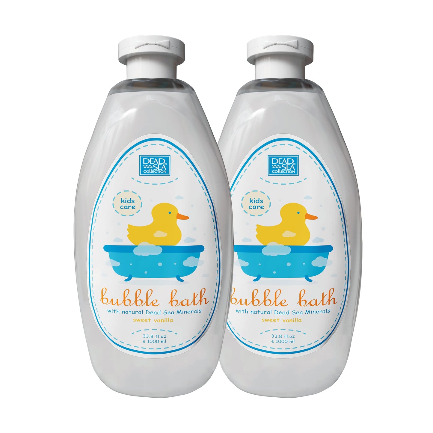 Dead Sea Collection Bubble Bath for Kids with Vanilla – 2 x 33.8 fl oz (67.6 fl oz) – Cleansing & Moisturizing Bubbles