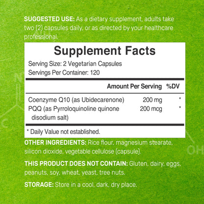 DEAL SUPPLEMENT CoQ10 200mg with PQQ 200mcg, 240 Veggie Capsules | Bioavailable Coenzyme Q10 Complex | Supports Heart, Energy & Brain Health | Antioxidant Support | Non-GMO