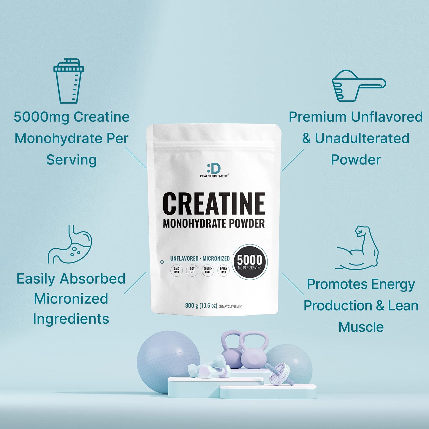 Deal Supplement Instant Creatine Monohydrate Powder | 120 Servings (2 Pack) – Micronized, Unflavored