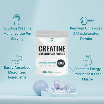 Deal Supplement Creatine Monohydrate Powder – 60 Servings, Unflavored, Micronized