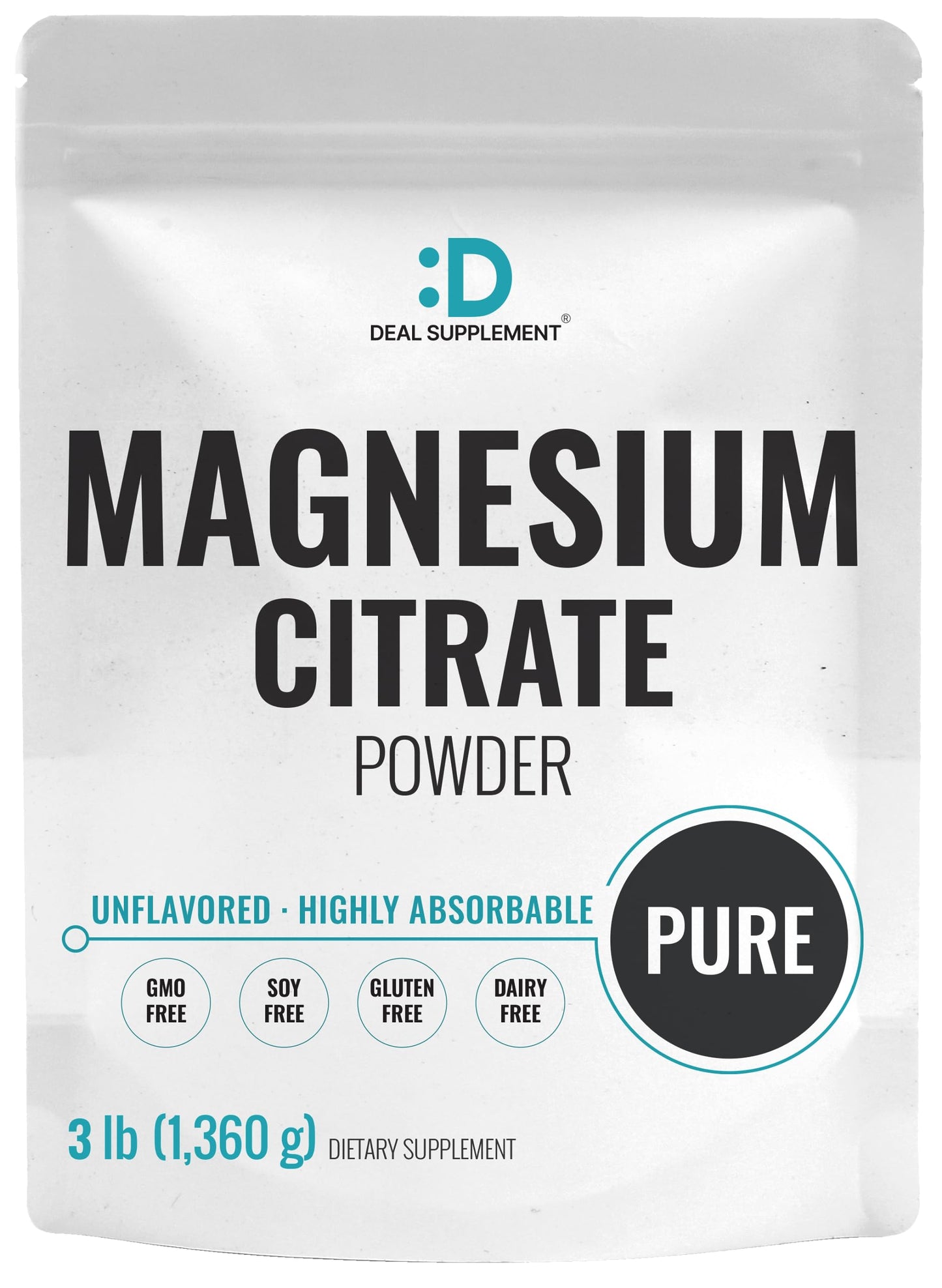 Magnesium Citrate Powder 500mg – 3lb Unflavored, Easily Absorbed, Non-GMO
