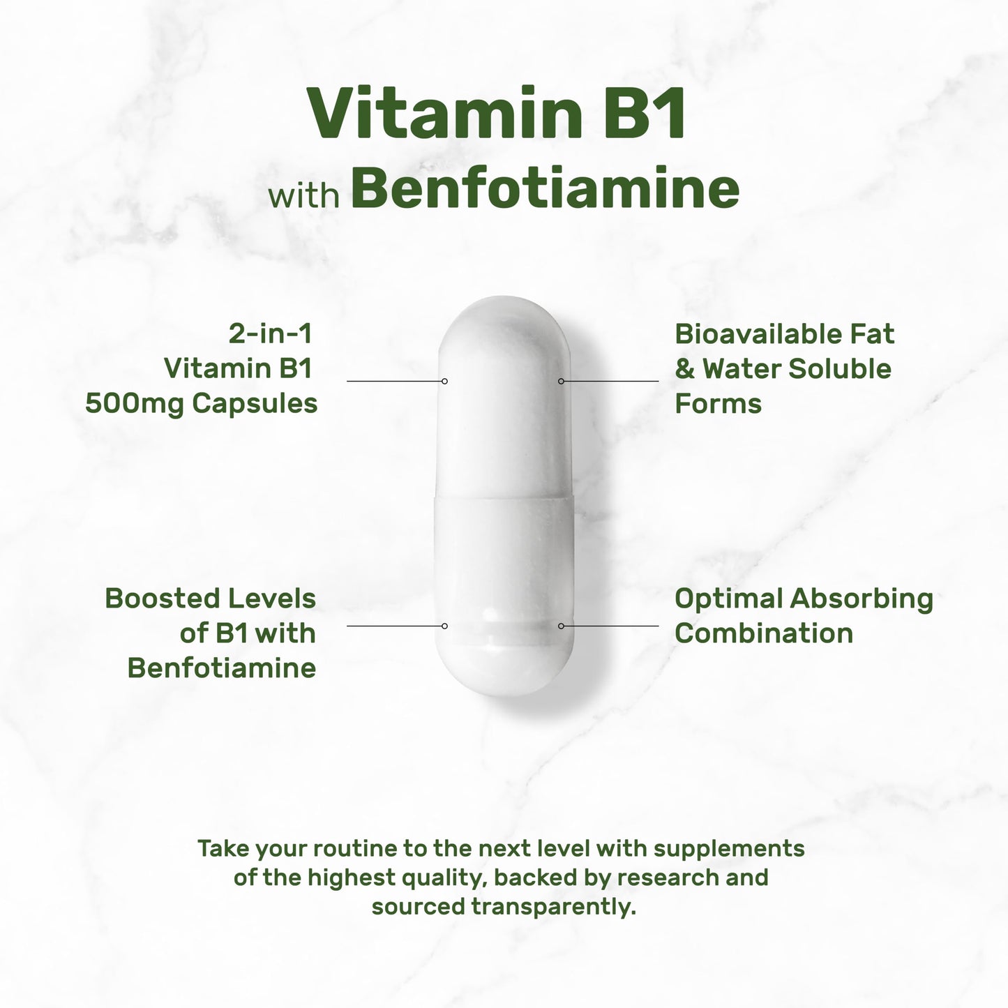Deal Supplement Vitamin B1 500mg + Benfotiamine – 240 Capsules | 2-in-1 Thiamine B1