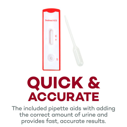 DealMed HCG Urine Cassette Pregnancy Test – 25 Count with Disposable Pipettes