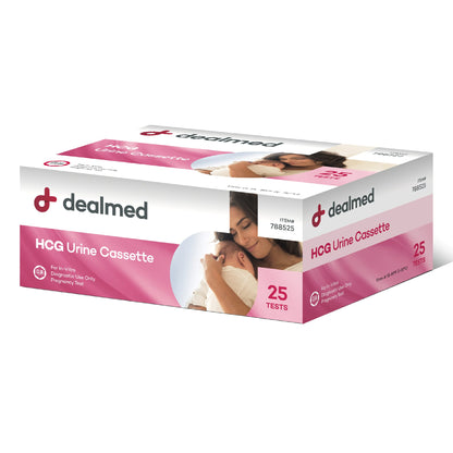 DealMed HCG Urine Cassette Pregnancy Test – 25 Count with Disposable Pipettes