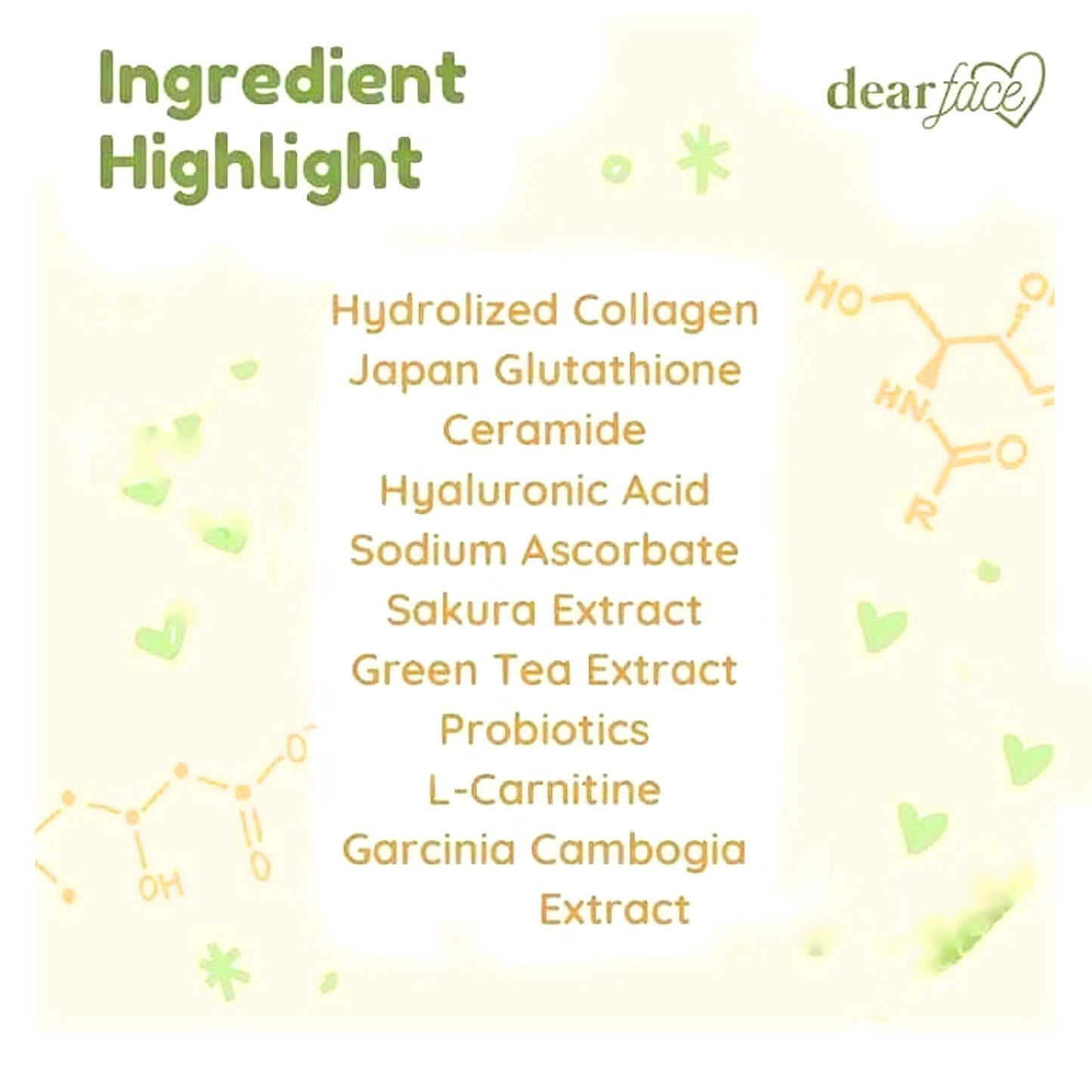 Dear Face 2 Packs Beauty Milk Japanese Collagen Melon Drink - 50,000mg Hydrolyzed Collagen