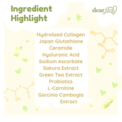 Dear Face 2 Packs Beauty Milk Japanese Collagen Melon Drink - 50,000mg Hydrolyzed Collagen