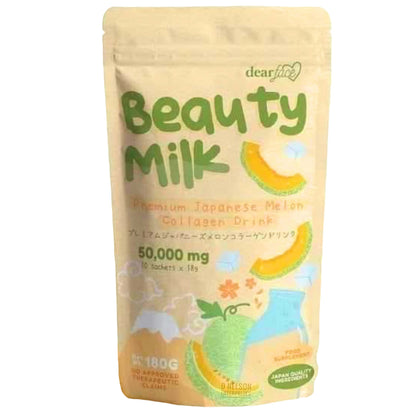 Dear Face Beauty Milk Japanese Collagen MELON Drink – 50,000 mg Hydrolyzed Collagen, 6.3 oz