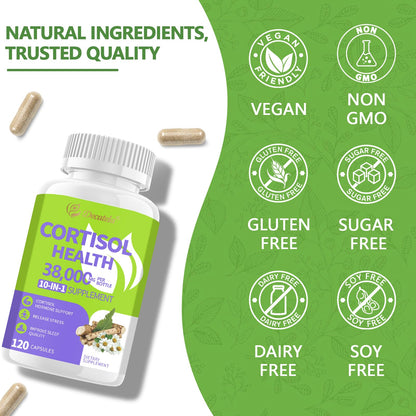 Decatela 120 Caps – 10-in-1 Cortisol Reducer for Women, Non-GMO