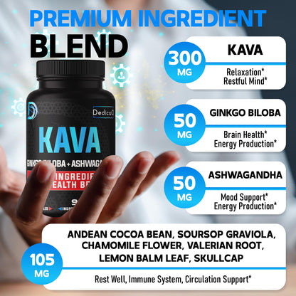 DEDICAD 9in1 Kava Kava Capsules – 5-Month Supply (150 VEGAN)