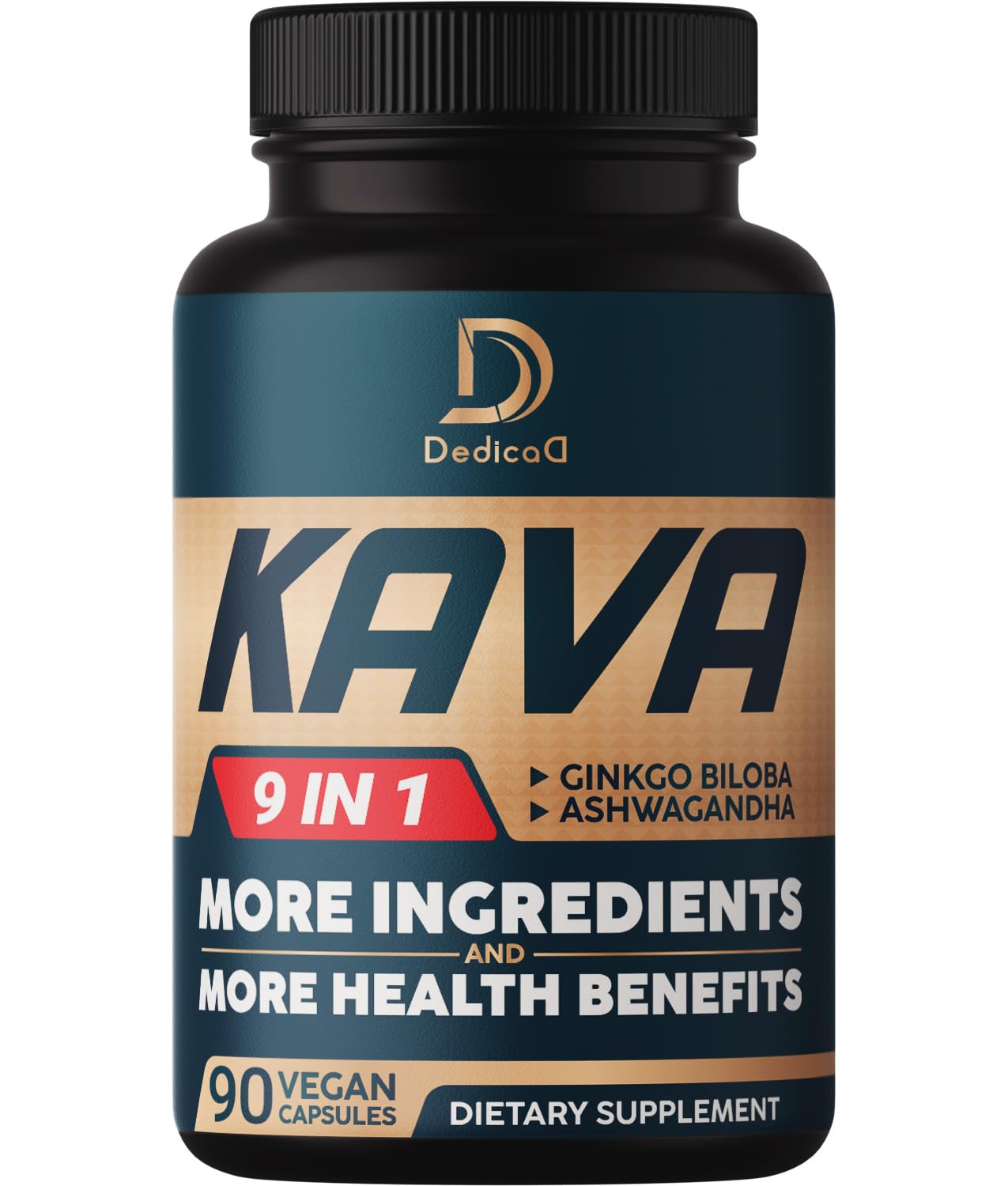 DEDICAD Kava Kava Capsules – 3-Month Supply, 90 Vegan Pills | 9-Herb Mood & Immune Support