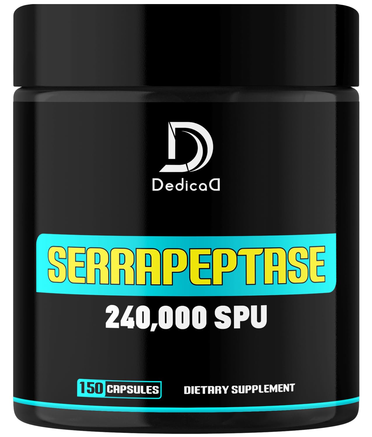 DEDICAD Serrapeptase 240,000 SPU - 150 Capsules (75 Servings) for Breathing, Heart Health & Immunity