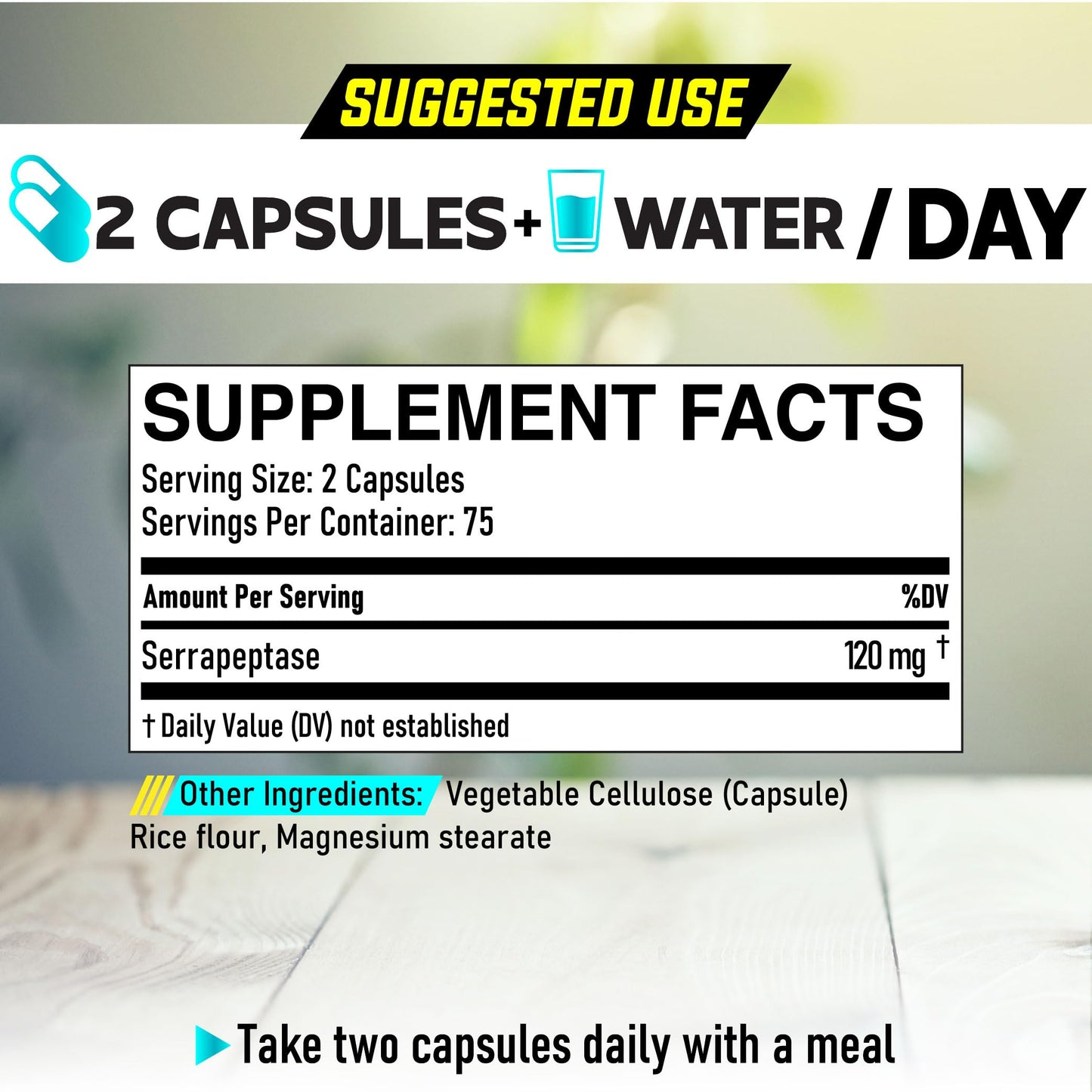 DEDICAD Serrapeptase 240,000 SPU - 150 Capsules (75 Servings) for Breathing, Heart Health & Immunity
