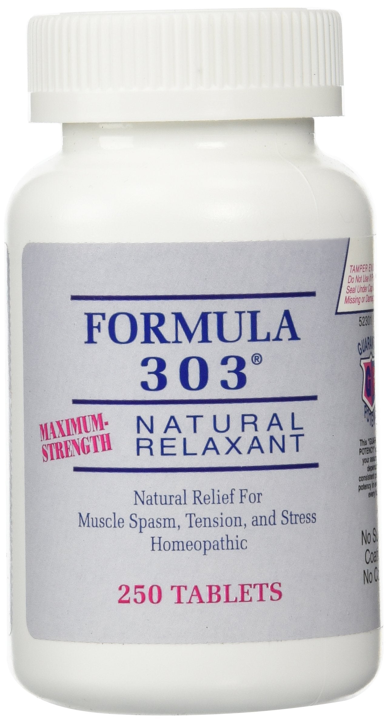 Dee Cee Laboratories Formula 303 Maximum Strength All-Natural Relaxant Tablets (250 Count) – Magnesium, Valerian Root, Passion Flower