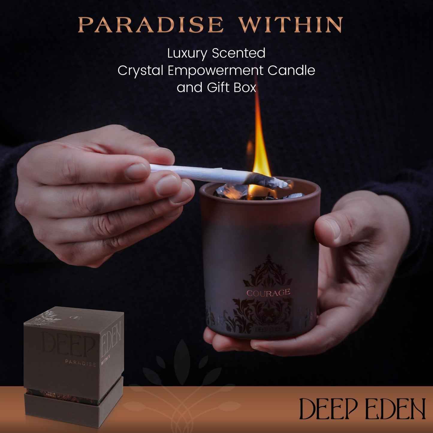Deep Eden Empowerment Crystal Candle - Forest Mahogany, 7.4 oz