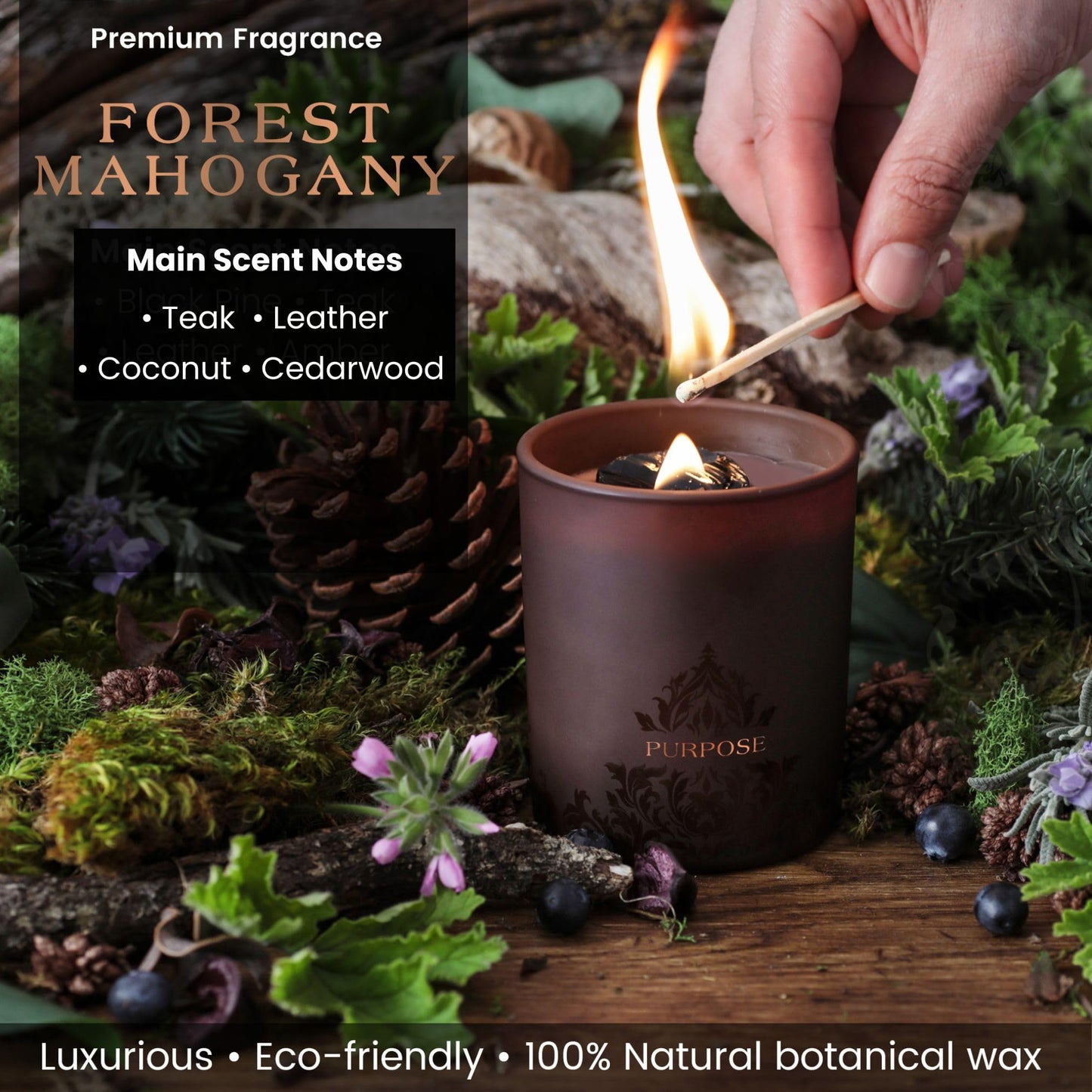 Deep Eden Empowerment Crystal Candle - Forest Mahogany, 7.4 oz