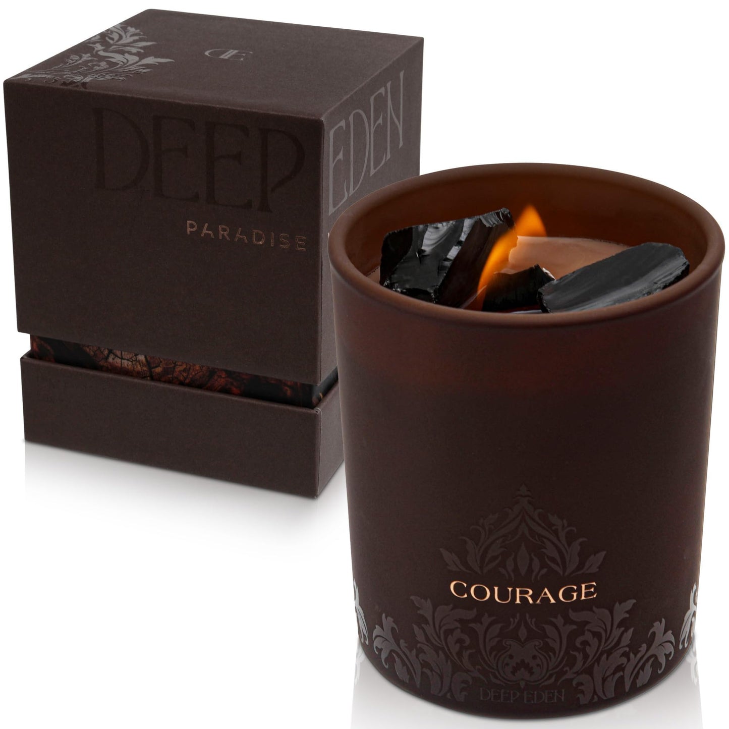 Deep Eden Empowerment Crystal Candle - Forest Mahogany, 7.4 oz