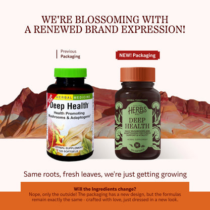 Herbs Etc. Deep Health – Daily Use Adaptogen Supplement | Immune Health & Energy | 120 Softgels