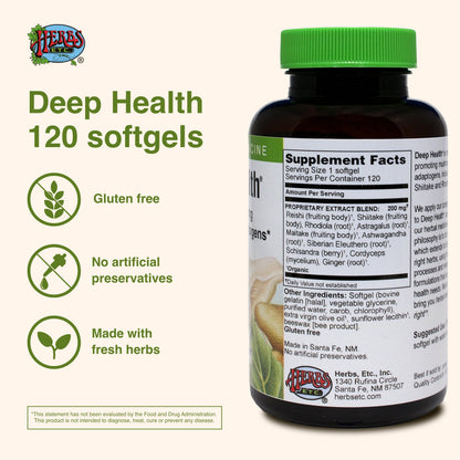 Herbs Etc. Deep Health – Daily Use Adaptogen Supplement | Immune Health & Energy | 120 Softgels