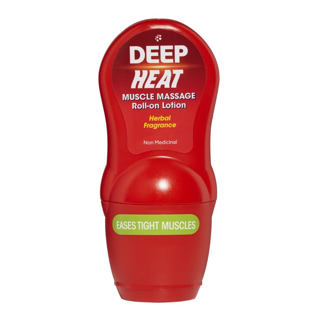 Deep Heat 50 ml Muscle Massage Roll-On Lotion – Warming Relief for Tight Muscles