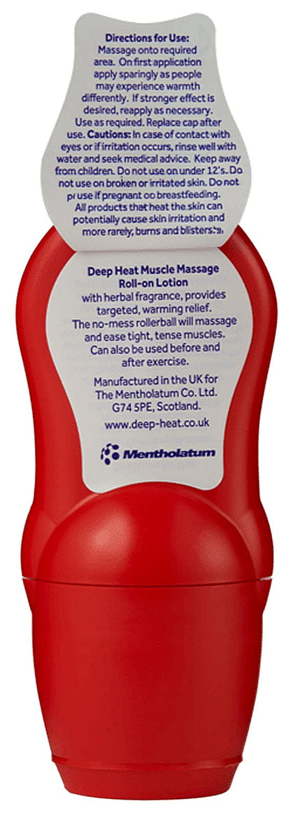 Deep Heat Muscle Massage Roll-On Lotion 50ml – Pack of 2 | Warm Relief for Tense Muscles