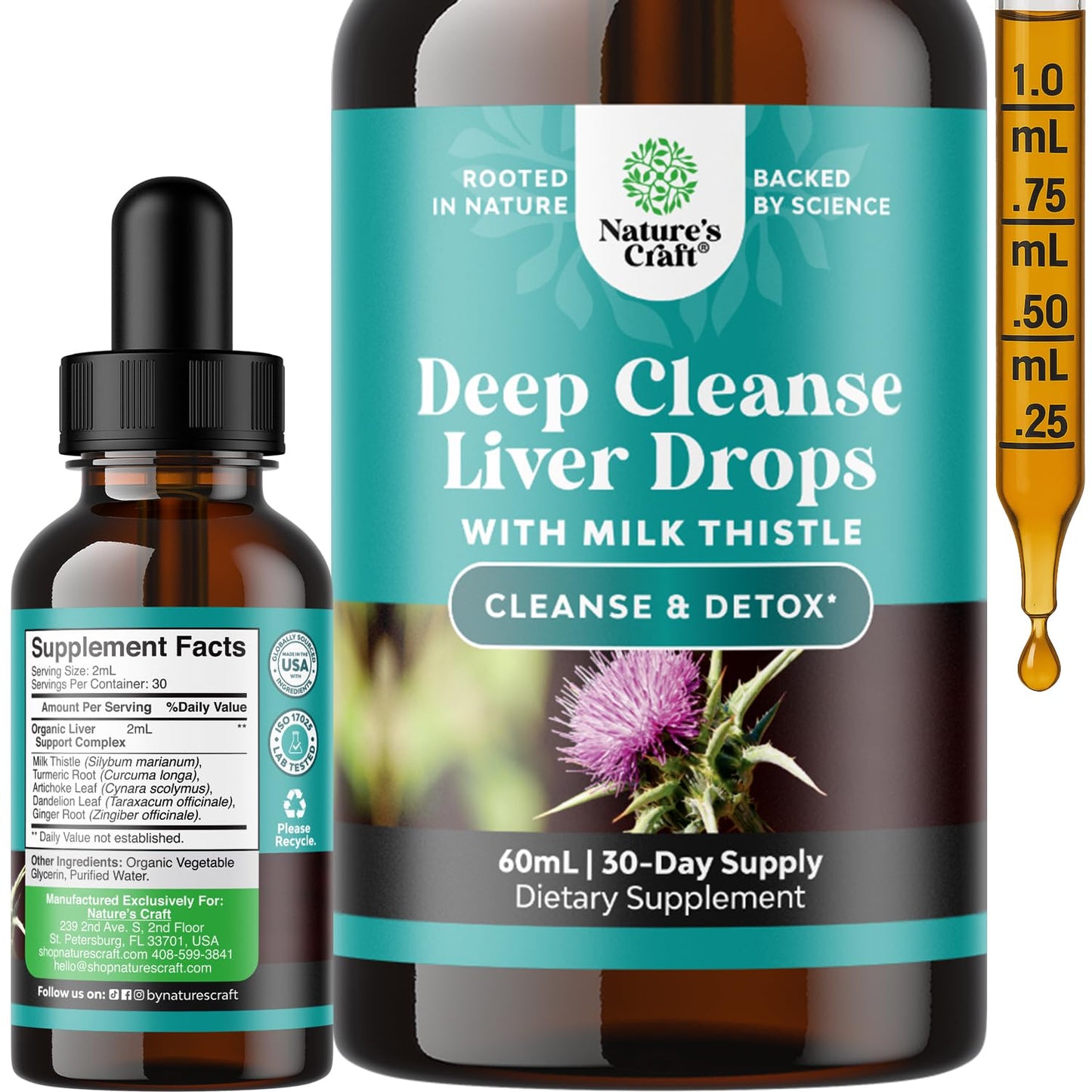 Deep Liver Cleanse & Detox Liquid Drops – Milk Thistle, Artichoke & Dandelion 60 ml