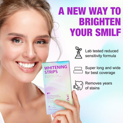 Teeth Whitening Strips - 7-Day Kit, Sensitive Teeth Safe, Enamel Safe (14pcs)