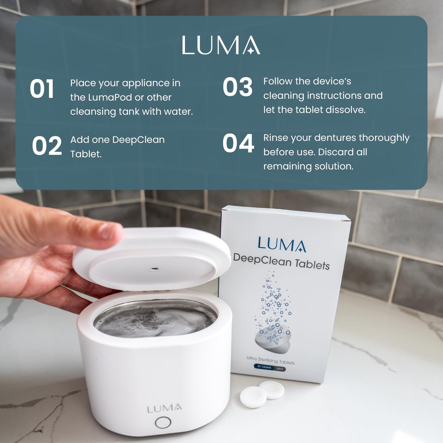 DeepClean Tablets for LumaPod – Mint Formula for Retainers & Aligners – 30 Count