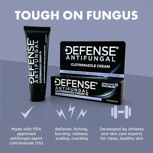 Defense Clotrimazole Antifungal Cream | Jock Itch, Athlete's Foot, Ringworm Treatment
