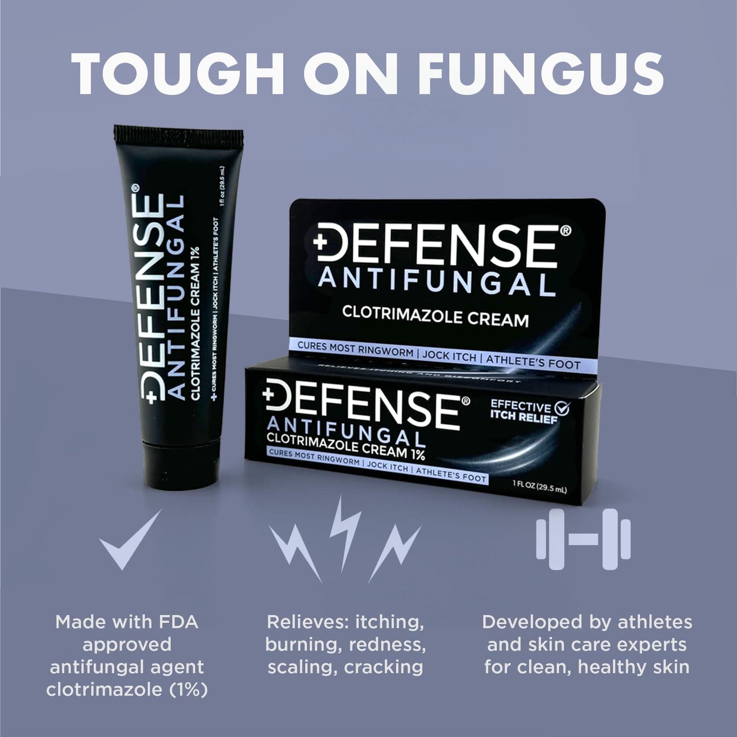Defense Clotrimazole Antifungal Cream | Jock Itch, Athlete's Foot, Ringworm Treatment