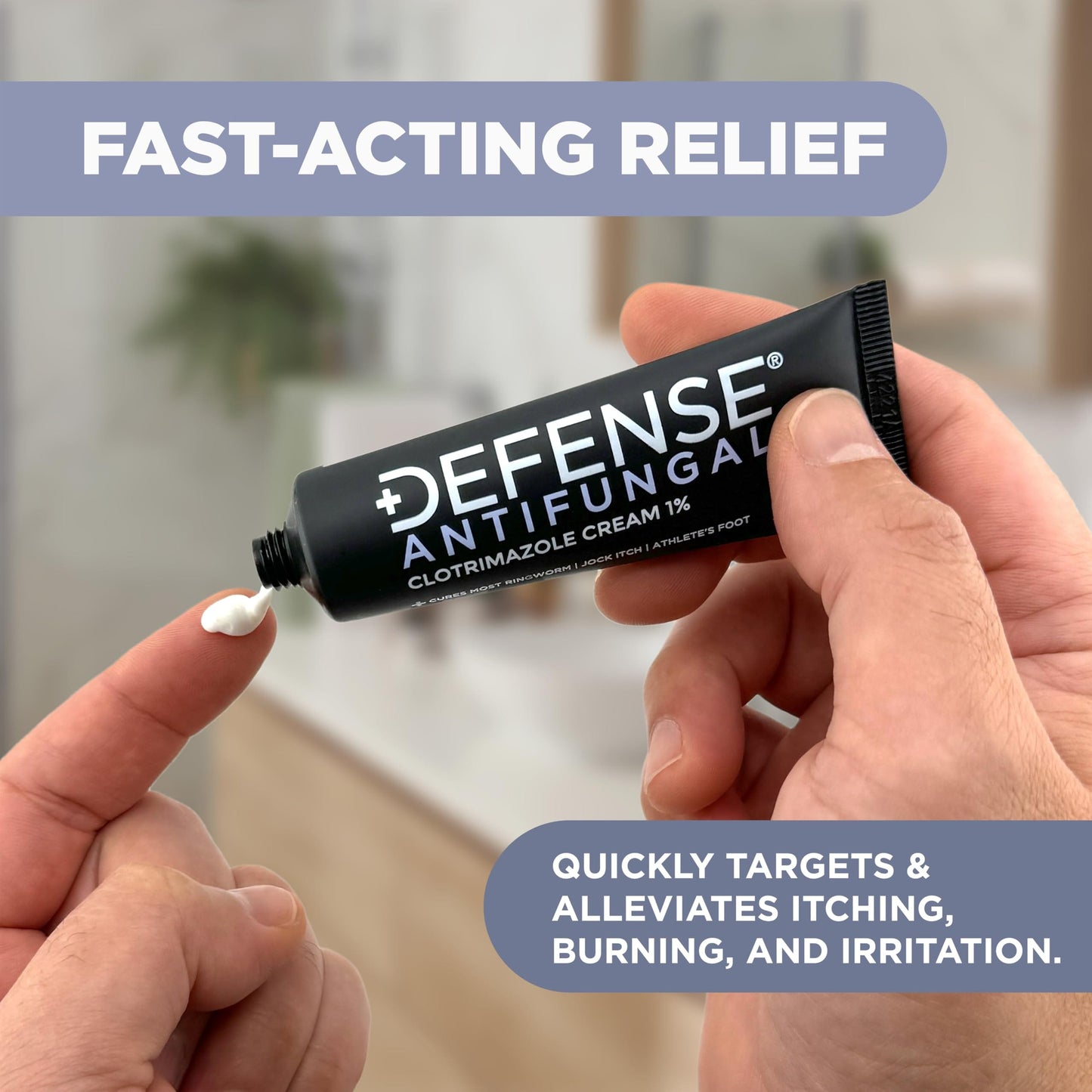 Defense Clotrimazole Antifungal Cream | Jock Itch, Athlete's Foot, Ringworm Treatment