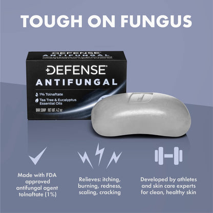 Defense Antifungal Bar Soap 2-Pack | Medicated Tolnaftate for Jock Itch, Ringworm & Athlete's Foot