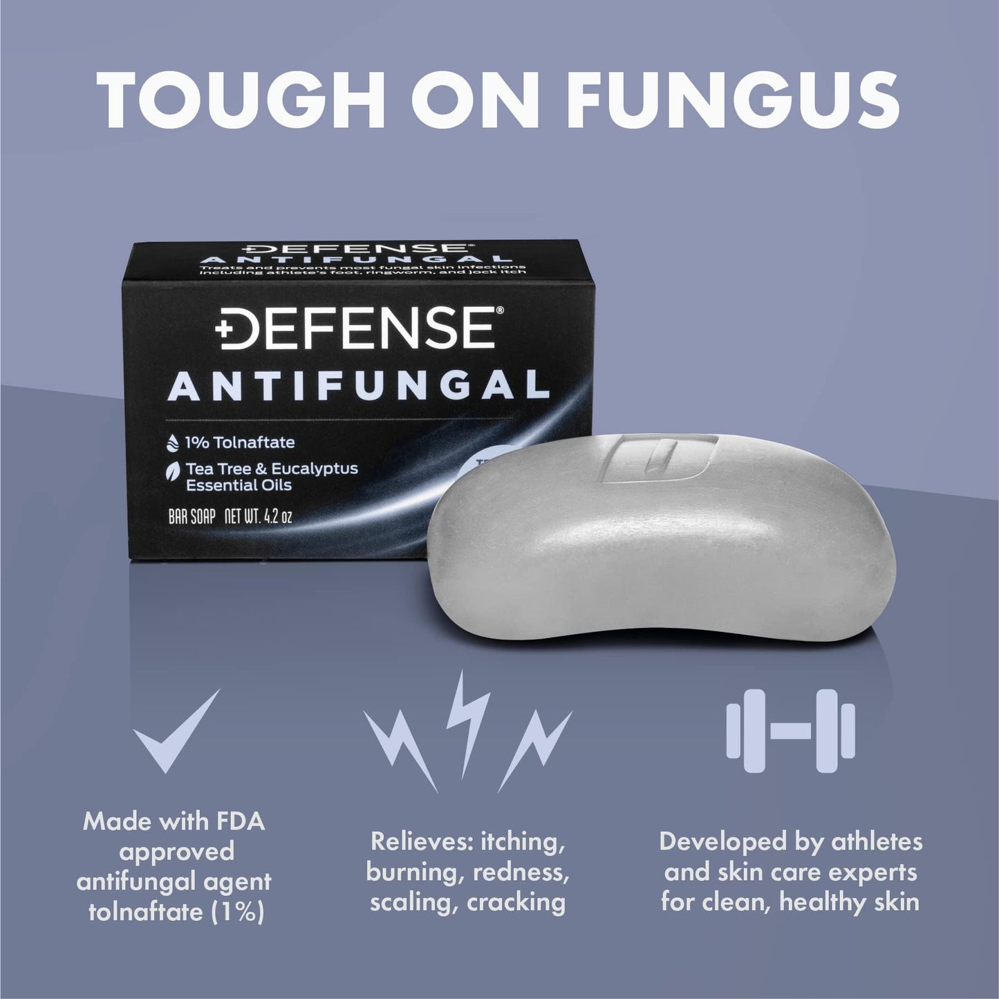 Defense Antifungal Bar Soap 2-Pack | Medicated Tolnaftate for Jock Itch, Ringworm & Athlete's Foot