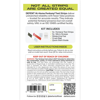 DEFENT at-Home Fentanyl Test Strip Kit – 5-Pack | Fast 3-Minute Results, Portable & Easy-to-Use