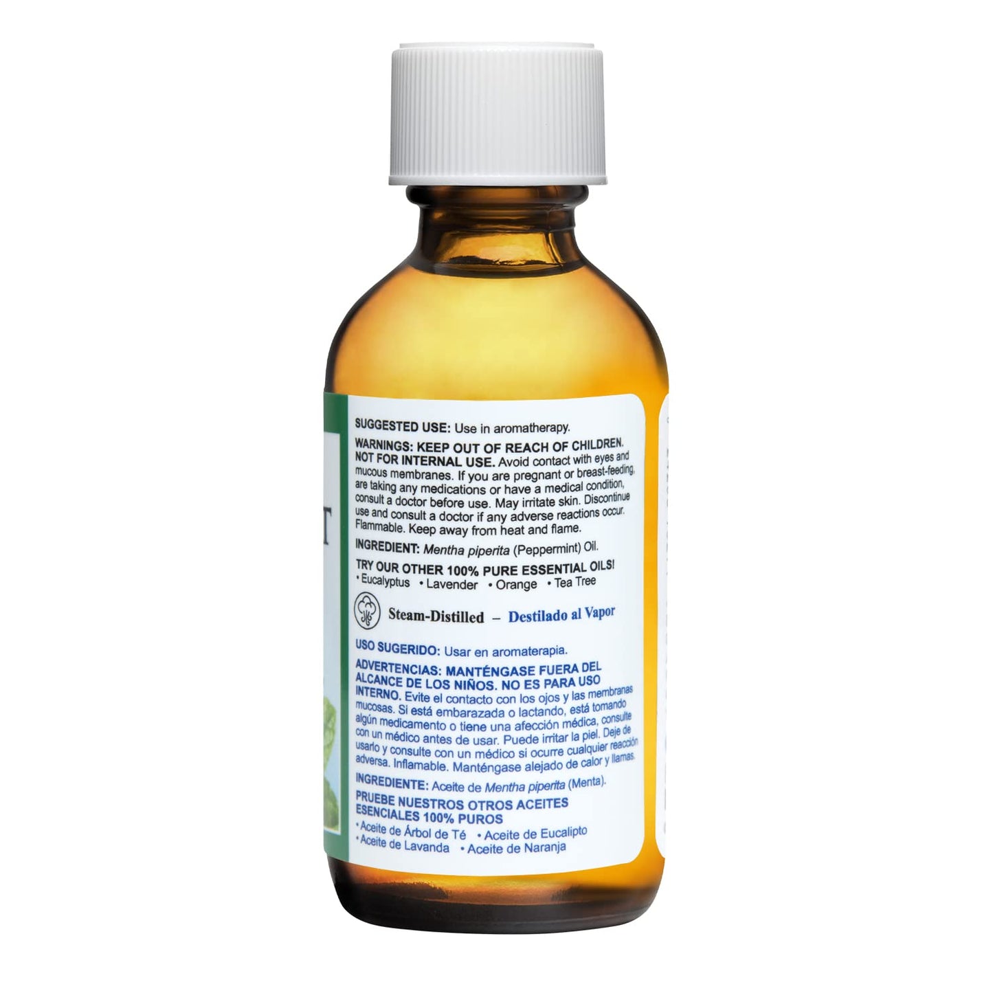 De La Cruz Peppermint Essential Oil - 100% Pure Steam Distilled 2 fl oz for Aromatherapy