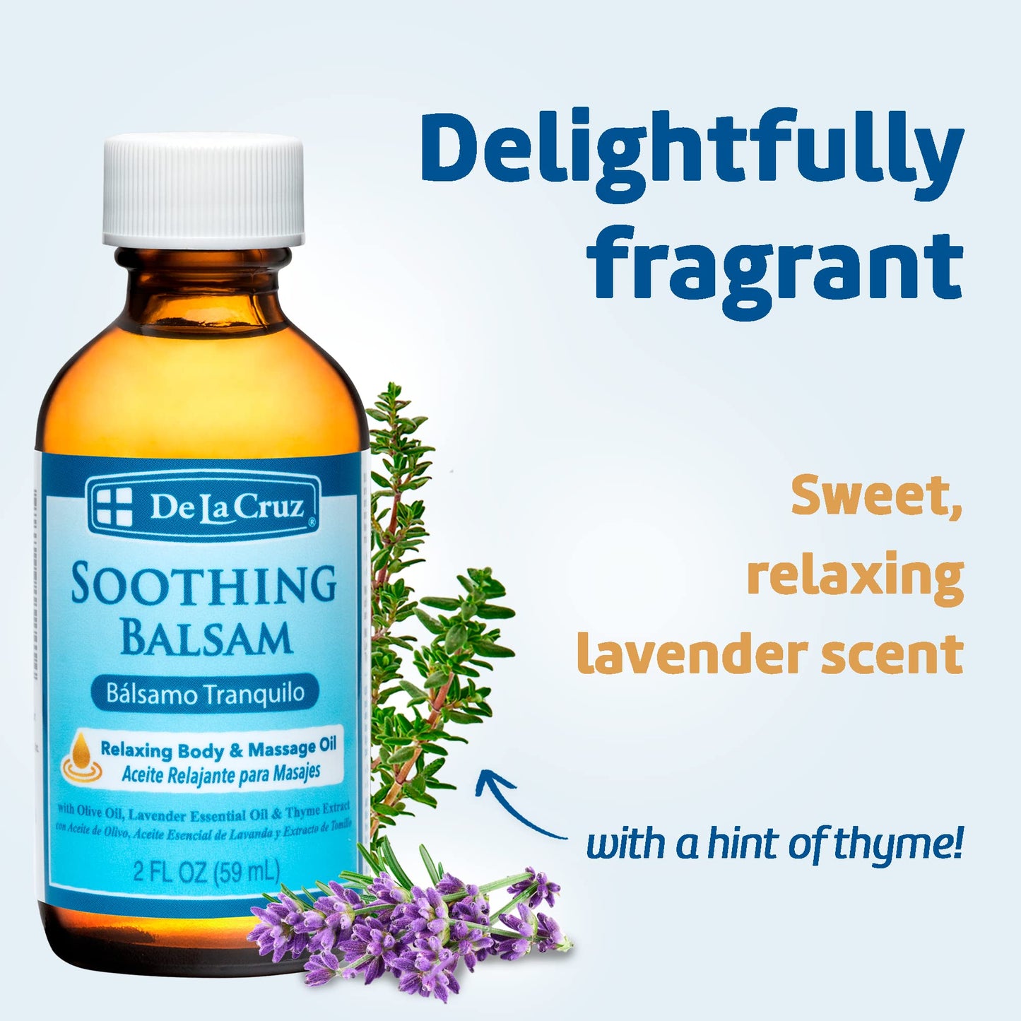 De La Cruz Soothing Balsam Massage Oil - 2 FL OZ | No Preservatives, Made in USA