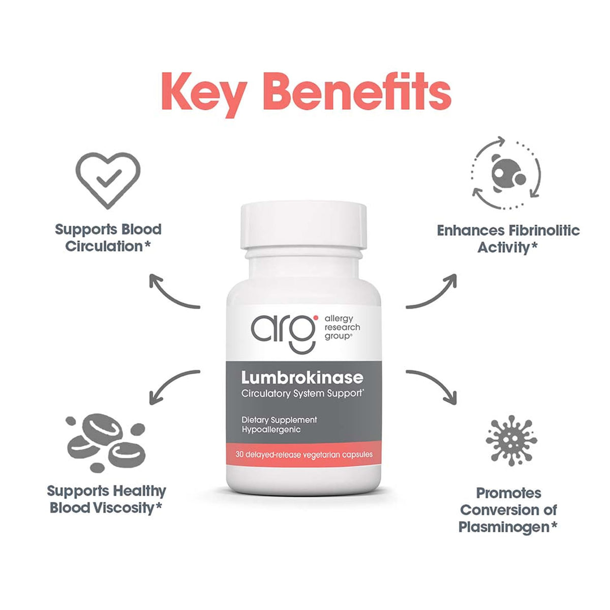ARG Lumbrokinase Circulatory System Support – Delayed-Release Enzyme Supplement | Allergy Research Group BritishVita | Premium UK Vitamins & Wellness Supplements