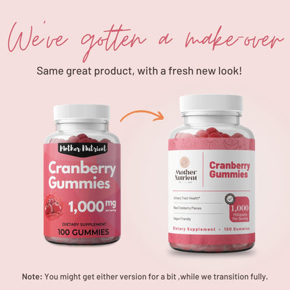 Mother Nutrient Cranberry Gummies – Urinary Tract Health, Women & Kids, 1000mg