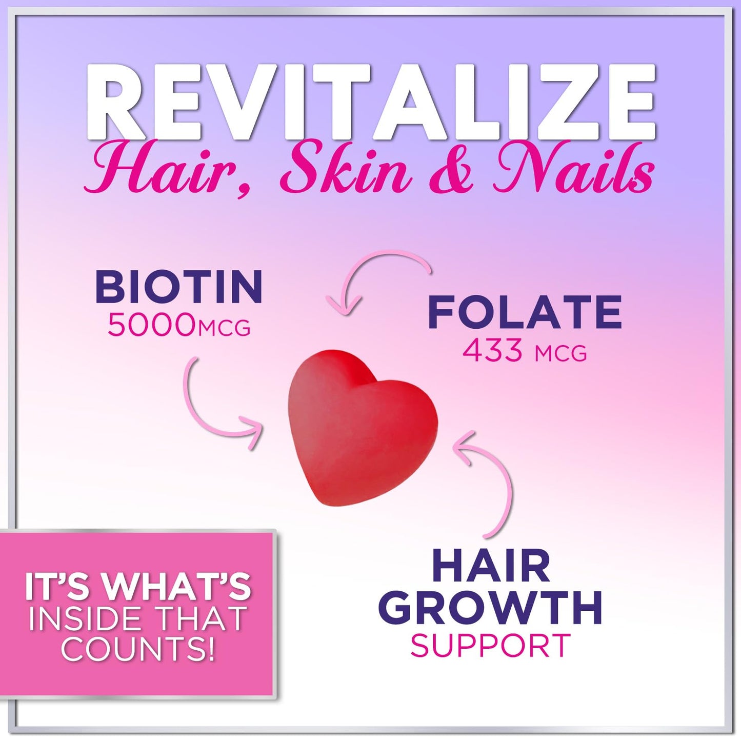 Hair Vitamins Gummies Biotin 5000 mcg – Hair Growth Support for Women