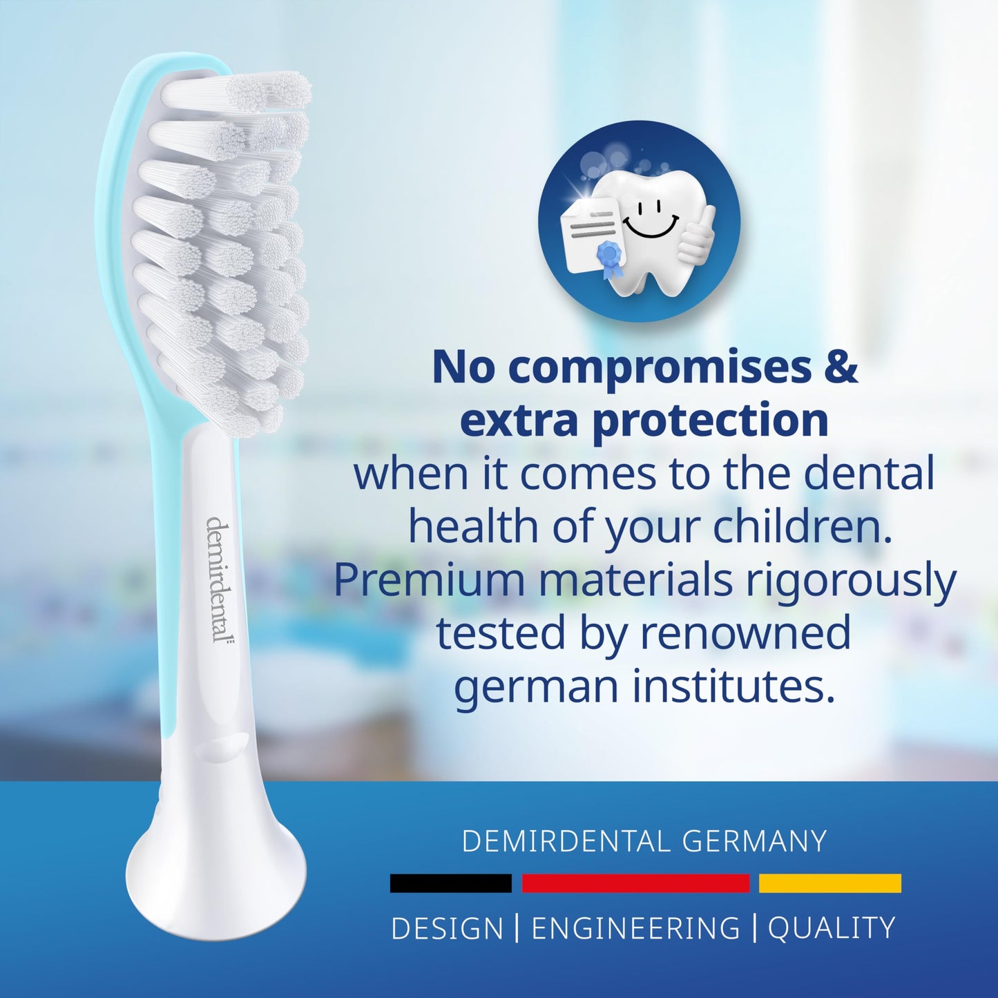 Demirdental Kids Toothbrush Heads for Philips Sonicare Kids – Ages 7-10, Turquoise, HX6048-8 Pack